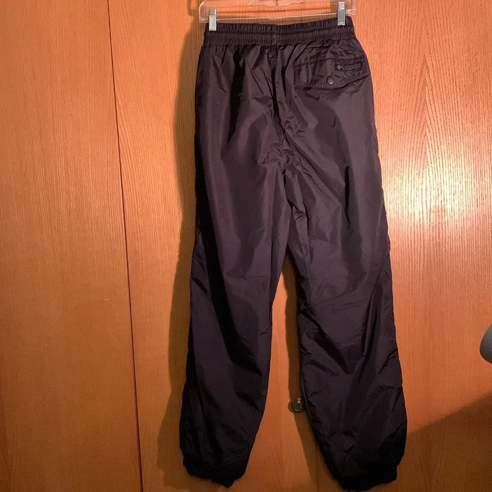 Columbia M heavy woven black ripstop nylon wind rain pants elastic drawstring